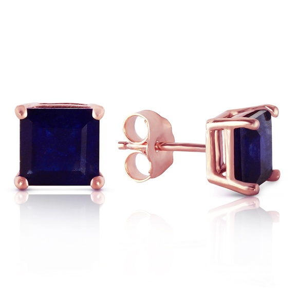GOLD STUD EARRING WITH NATURAL SAPPHIRES